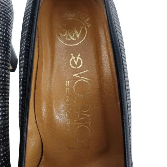 Volpato Italy Womens 7.5 / 38EU Black Grey Gray Leather dress shoes heels pumps - Picture 7 of 11